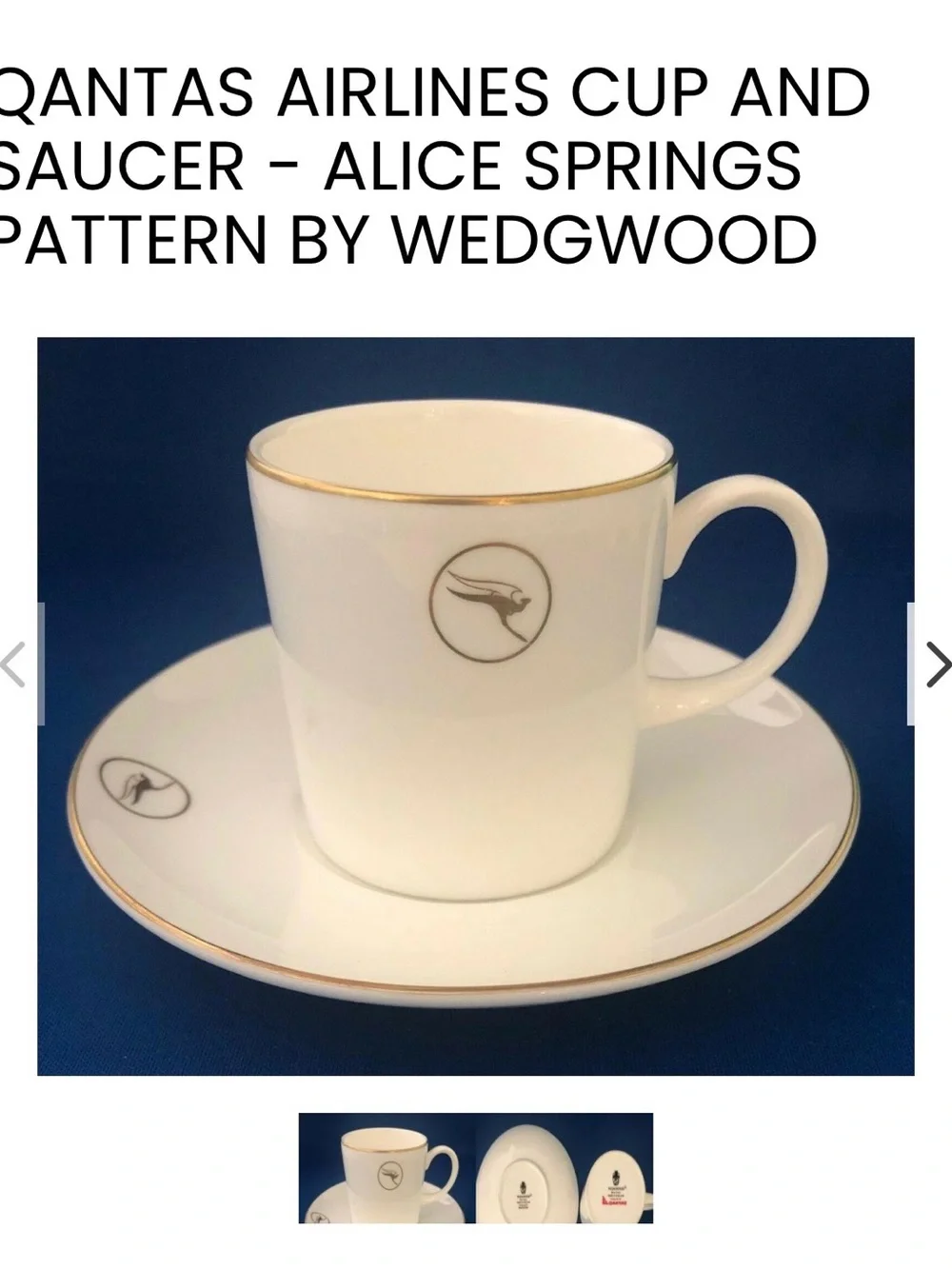 70’s Australian Airlines Collectable Wedgwood Qantas  Set of 2 Espresso Cups